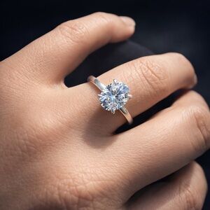Silver .925 engagement ring /Oval moissanite 7x9mm 1.75ct